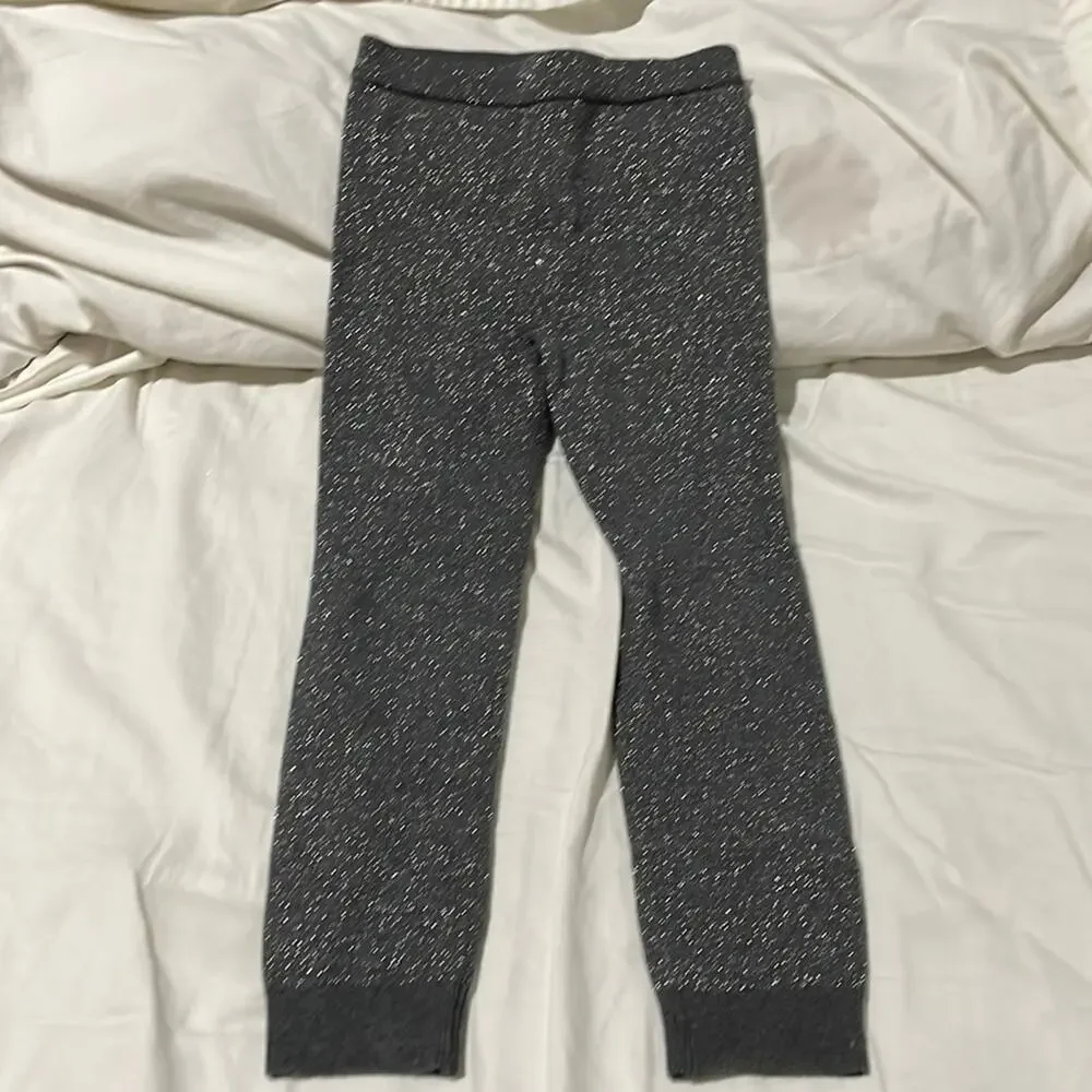 Gap 5 sweater grey metallic leggings like new worn once elastic waste pull on